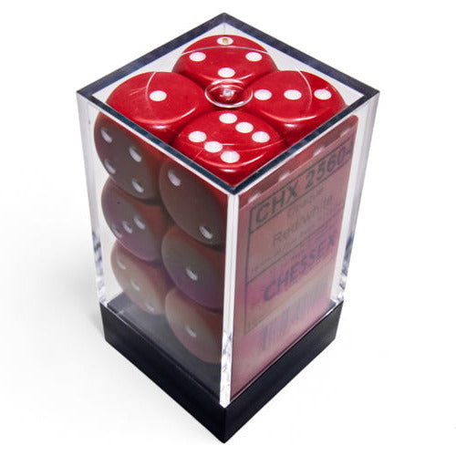 Dice Block 12 x 16mm D6: Opaque Red/white