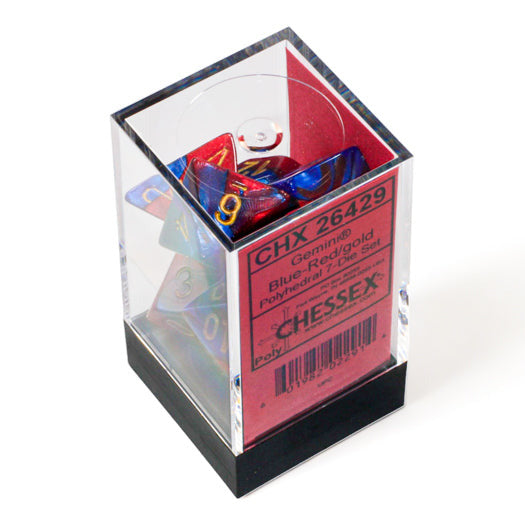 Gemini Blue-Red/gold Polyhedral 7-Dice Set