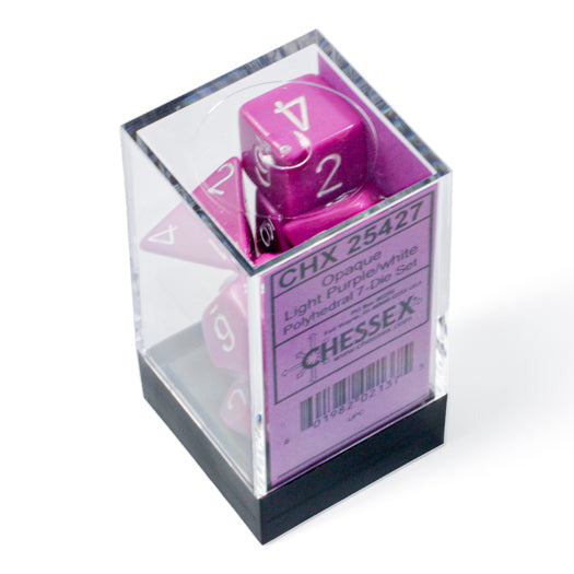 Opaque Light Purple/white Polyhedral 7-Dice Set