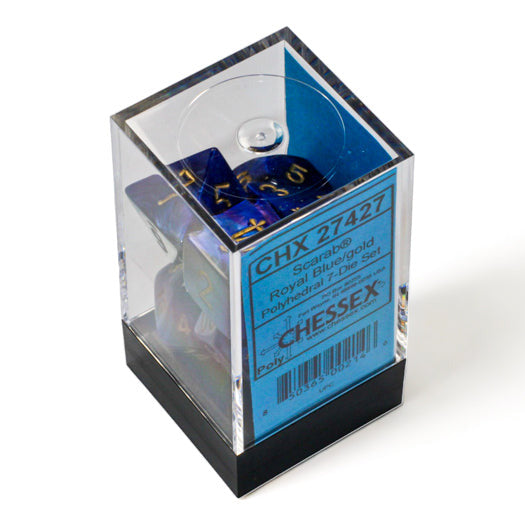 Scarab Royal Blue/gold Polyhedral 7-Dice Set