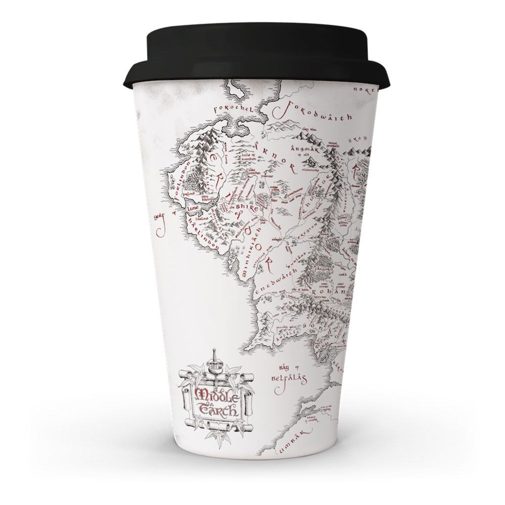 Lord of the Rings Mug with a lid Middle Earth map 370 ml